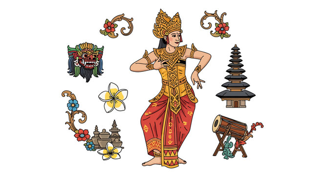 Traditional Balinese Dancer in Costume.