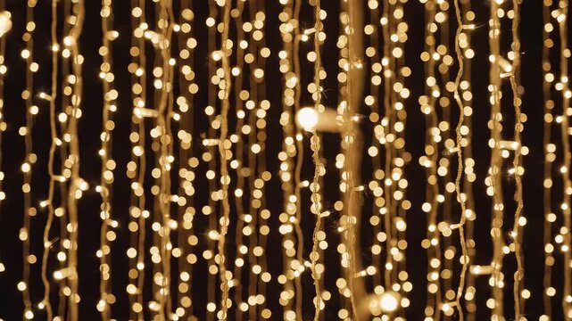 Strings of glowing lights hanging