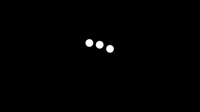 Three white circular dots arranged in a horizontal line on a solid black background representing a loading or waiting state for digital interfaces