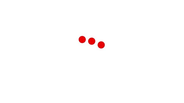 Three red circular dots arranged in a horizontal line on a solid white background representing a loading or waiting state for digital interfaces