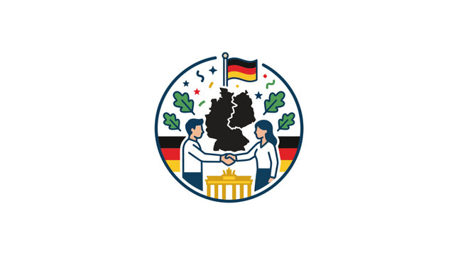 Business Handshake with Germany Map and Flag Icon