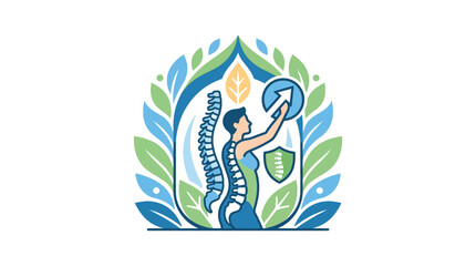 Obraz premium Chiropractor Adjusting Spine Surrounded by Healing Nature Elements