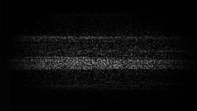 Grainy television static noise with horizontal scan lines and a dark vignette effect on a black background representing an old analog broadcast error