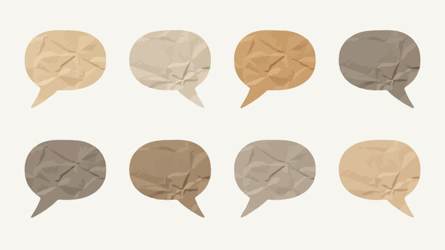 Set of eight minimalist speech bubble icons in neutral colors . Vector flat illustration on a white background. Vector illustration.