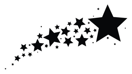 Shooting star silhouette trail, black falling stars vector illustration, decorative celestial stardust graphic, magic comet tail eps © Abdul