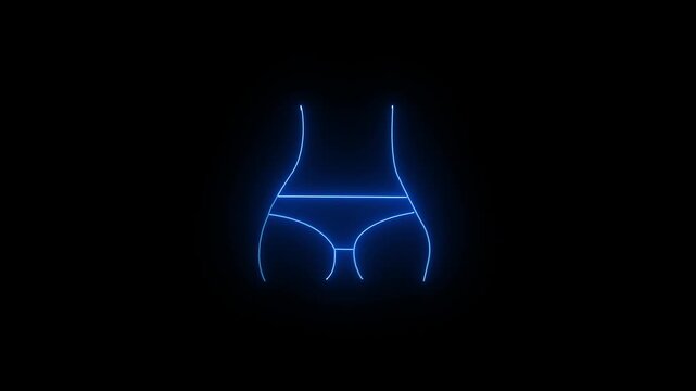 Green Neon Lingerie Outline Animation on Black Background Featuring Glowing Female Underwear Shape, Fashion Design and Modern Light Effects.