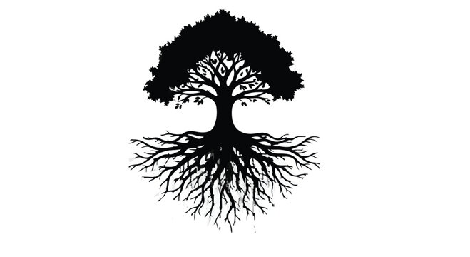 Tree with expansive roots stands as a symbol of growth and deep connection to earth.