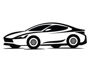 Fototapeta premium Stylized Speeding Sports Car Illustration in Black color