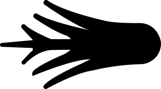 Minimalist comet icons set, black silhouette meteor and asteroid symbols, 8 celestial motion vector elements for space science design. isolated on transparent background.