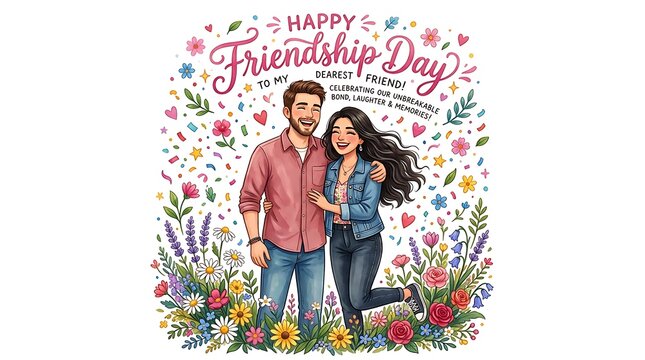 Happy friendship day celebrating unbreakable bonds and cherished memories with dearest friends