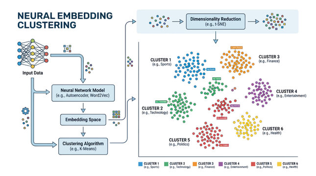Neural Embedding Clustering Data Visualization - AI Machine Learning Concept