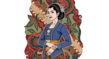Obraz premium Woman in Traditional Blue Attire Portrait.