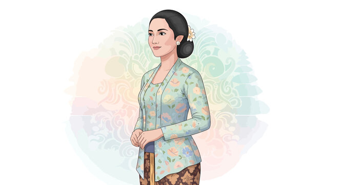 Woman in traditional clothing standing.