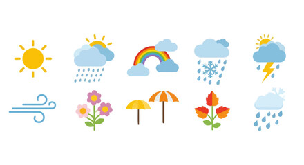 Fototapeta premium Seasonal weather icons for forecast and climate tracking