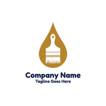Paint Brush Droplet Logo Vector Template