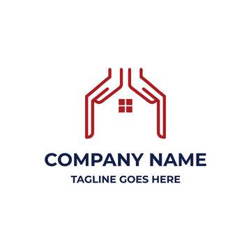 Hand House Care Real Estate Logo Vector Template