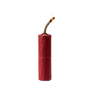 A single red dynamite stick with a lit fuse 