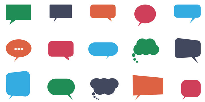 Colorful speech bubbles and chat icons