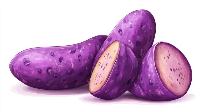 Sweet potato,Bakery menu with Ube frosting texture background,whipped cream,PopularTrendy Purple Coffee Shop,plant based recipes,sweet potato,superfood,menu and banner,Healthy and wellness concept.