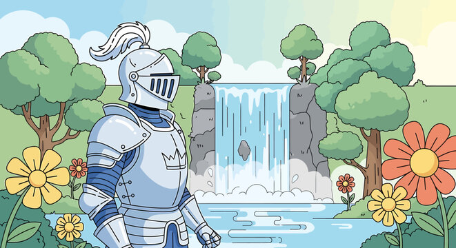 Medieval Knight in Armor Suit.