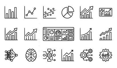 Fototapeta premium Algorithm Process Flow Line Icon Vector Set