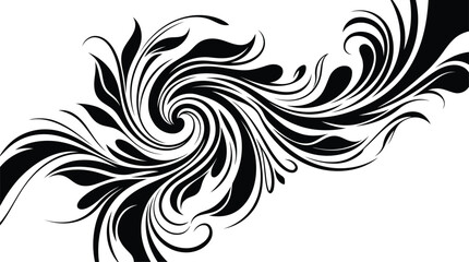 Fototapeta premium Abstract floral swirl pattern, decorative black ornament with flowing organic shapes