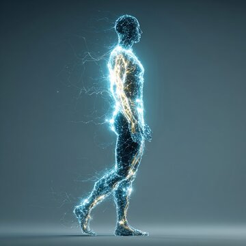 Human Body Composed of Electric Energy and Digital Circuits in Futuristic Motion