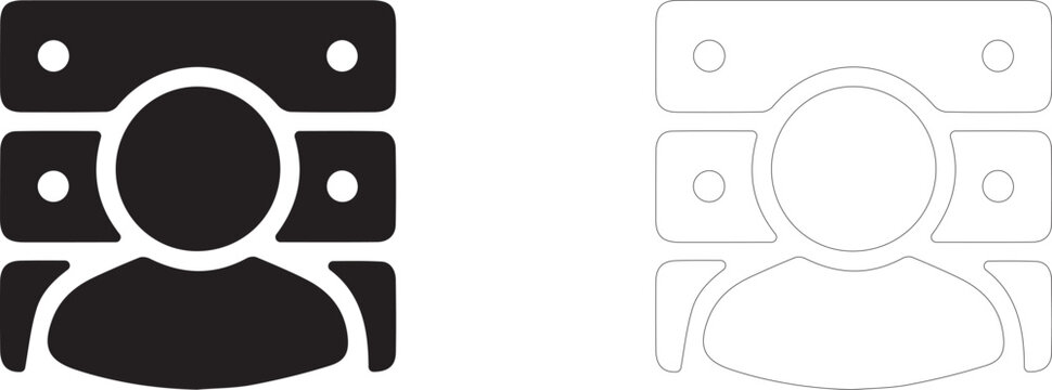 Database server vector icon, data center profile symbol, network administrator and hosting protection.