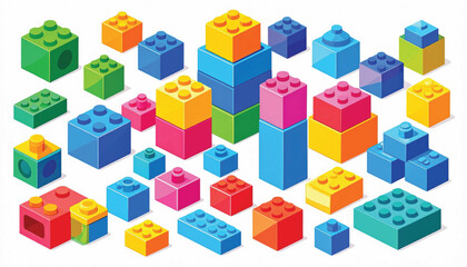 Fototapeta premium Colorful plastic building blocks toys.