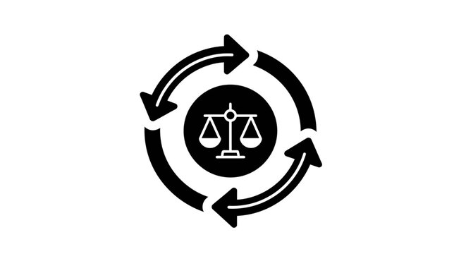 Circular Arrows Symbolizing Balance and Justice in a Cycle.