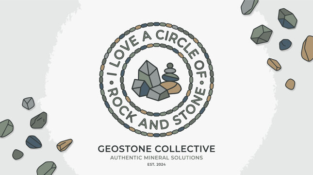 Geostone Collective logo featuring a circular emblem with stacked stones and crystal imagery.