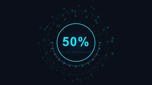 The Premium Tech Orbital Portal displays a 50% progress indicator on a sleek interface