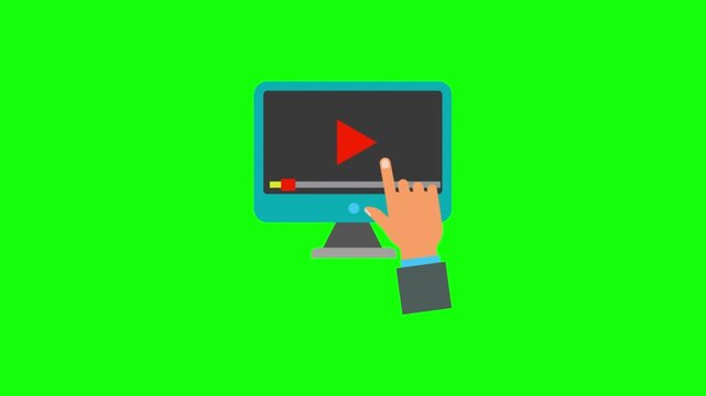 Computer screen with video player on green background