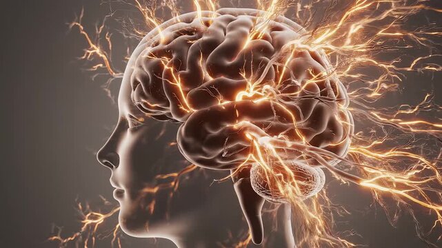 Human brain with neural activity