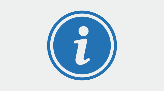 Information icon with letter i inside blue rounded border information isolated