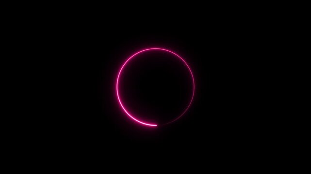 Neon pink glowing loading circle animation on black background