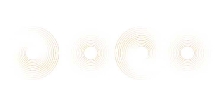Red concentric ripple circles set. Sonar or sound wave rings collection. Epicentre, target, radar icon concept. Radial signal or vibration elements.