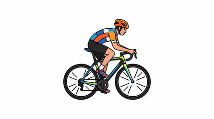 Naklejka premium A colorful cartoon illustration of a cyclist riding a bike