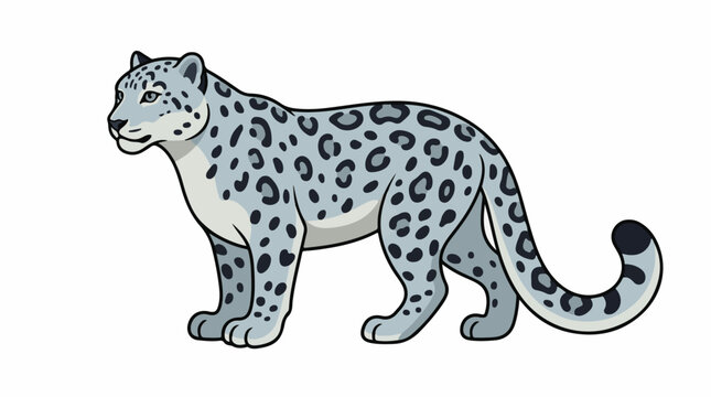 A cartoonish drawing of a gray leopard with black spots