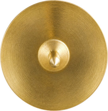 Round gold brass brad fastener isolated on transparent background