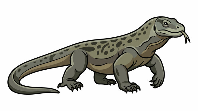 A cartoon-style illustration of a lizard-like creature with a long tail and claws
