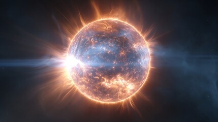 Fototapeta premium Radiant Sun Core Captured, a Pulsating Star in the Depths of Space Showcasing Stellar Energy and Cosmic Light