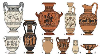 Ancient Greek Pottery Collection: Vases, Amphorae, and Krater © zebra