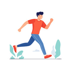 Obraz premium Man running in flat vector illustration