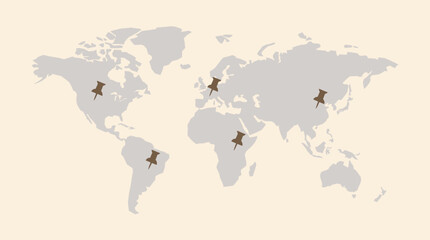 Fototapeta premium Airplanes flying over a world map with multiple destinations marked
