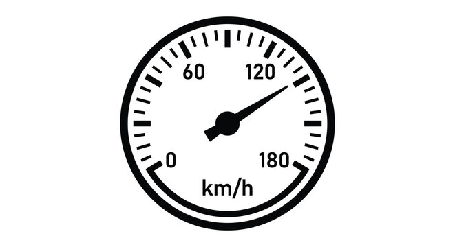 Speedometer gauge with needle pointing to sixty black silhouette dial