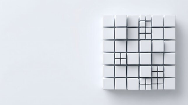 A pristine abstract presentation slide features geometric shapes on a wall