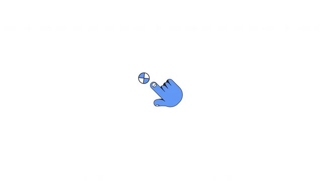 Touch hold buffer gesture neubrutalism UI element animation. Finger tap with circular indicator. Animated flat user interface component for web and app design. Neo memphis motion graphic
