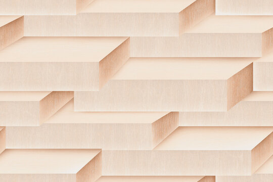 Geometric Pattern Abstract: A seamless abstract pattern featuring repeating light beige cuboid shapes that create a mesmerizing optical illusion of depth and dimension.