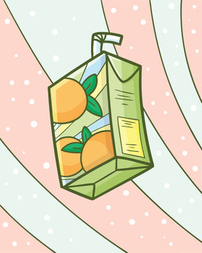Funny orange package beverage with fun background 